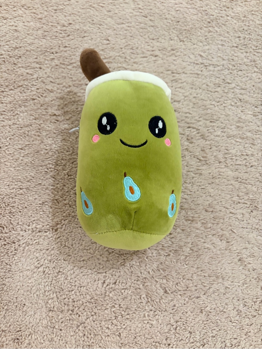 Cute Green Plush Avocado Stuffed Toy with Smiling Face